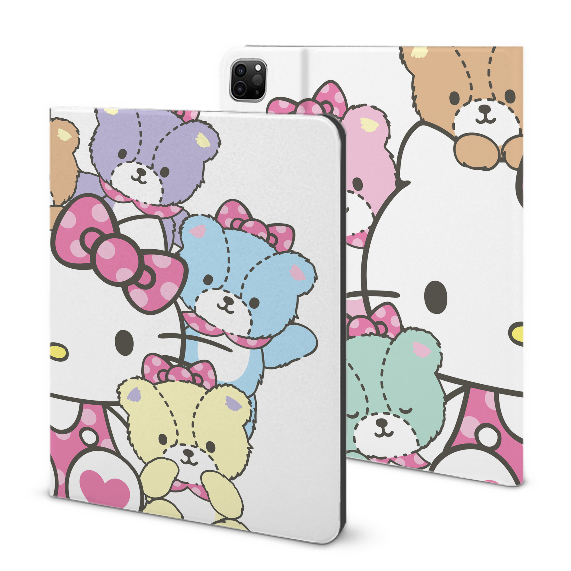 （画像用） Hello Kitty ハローキティ IPad ケース ブック型 PUレザー TPU 耐衝撃 軽量 薄型 ペン収納なし 全面保護 IPad 各モデル対応